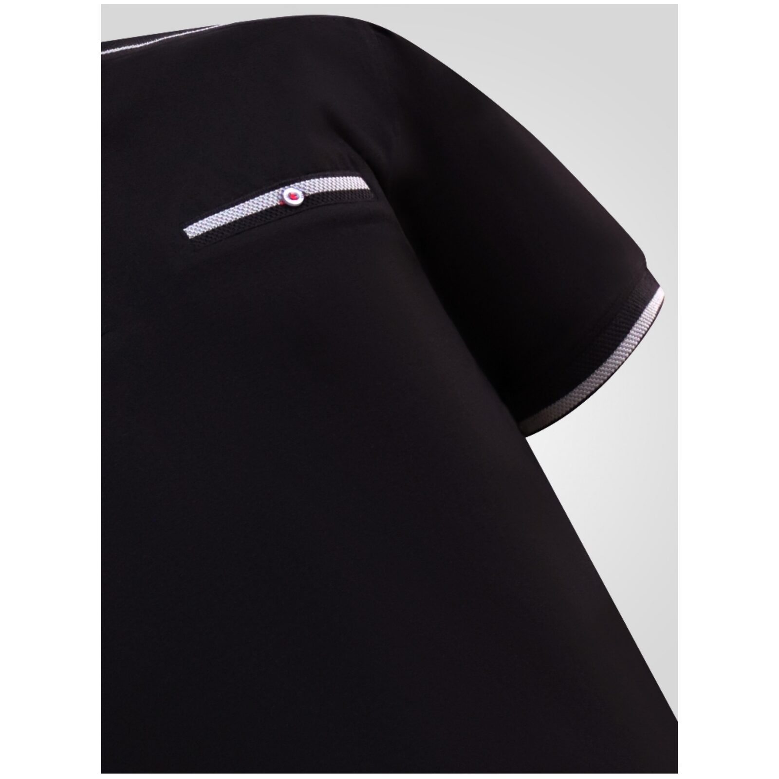 D555 POTTS Jersey Polo with Jacquard Collar, Cuffs and Shoulder Panel BLACK 612003