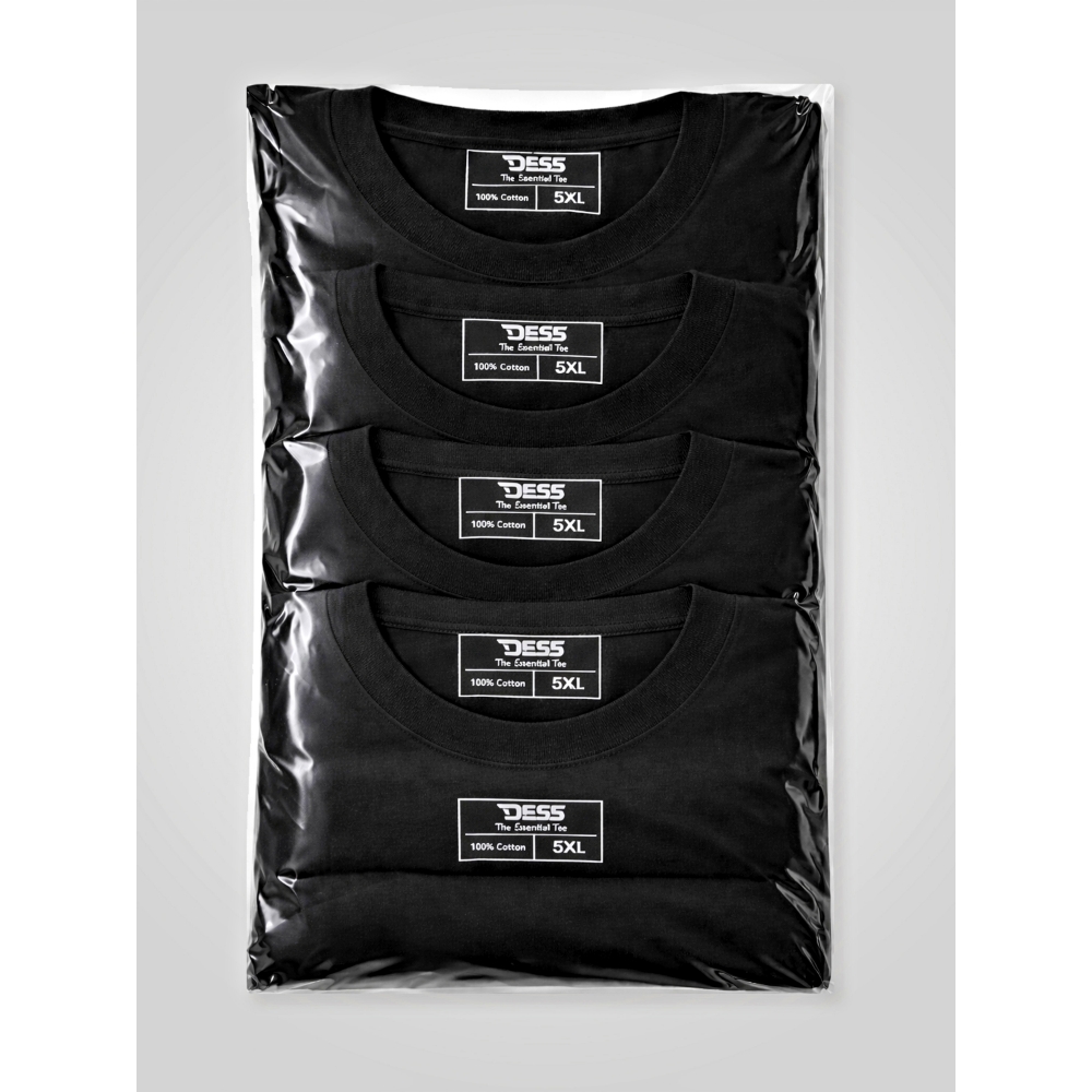 D555 SMARTLY Big Mens Combed Cotton Crew Neck T-Shirts 5 Pack ~ BLACK 601931 -