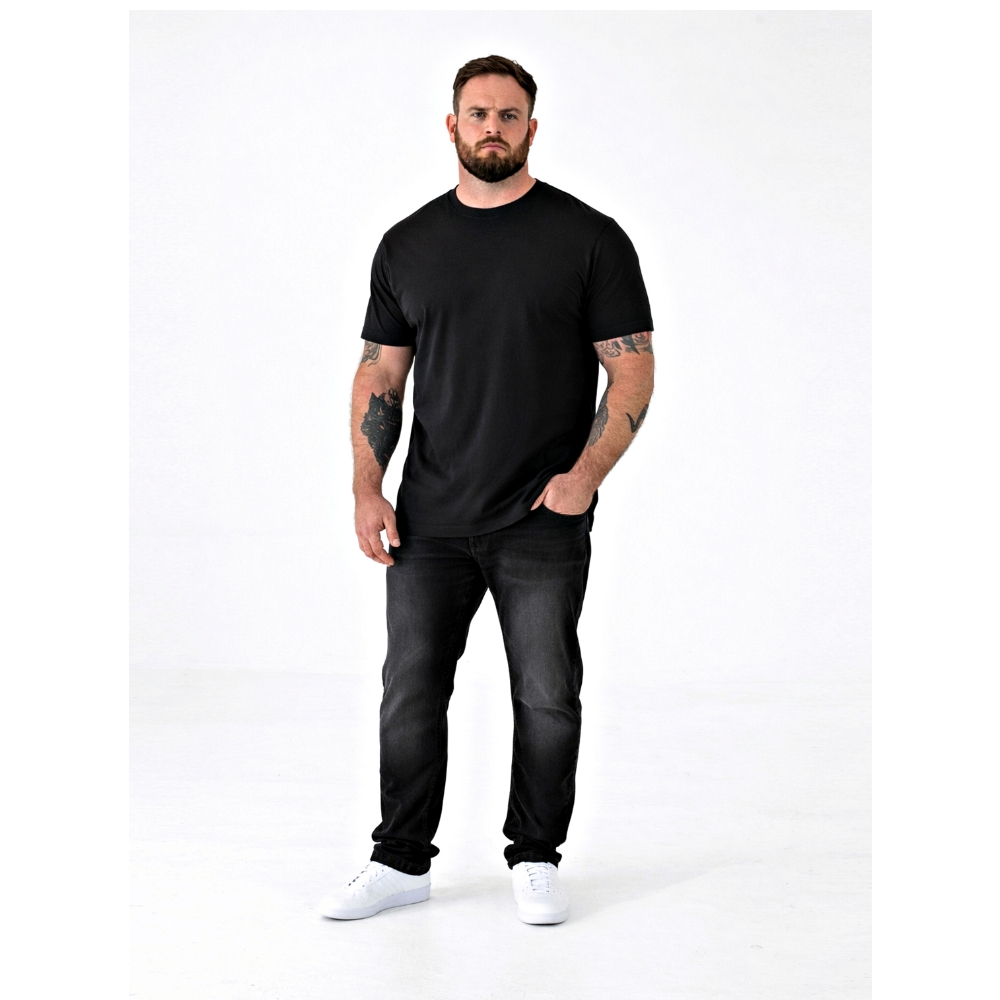 D555 SMARTLY Big Mens Combed Cotton Crew Neck T-Shirts 5 Pack ~ BLACK 601931 -